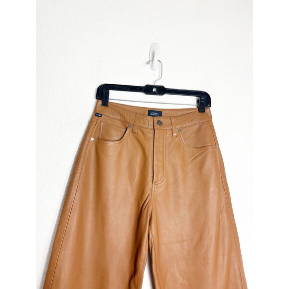 Citizens Of Humanity Calista Curve Leather Pants Size 26 Camel Barrel Leg - Picture 4 of 15